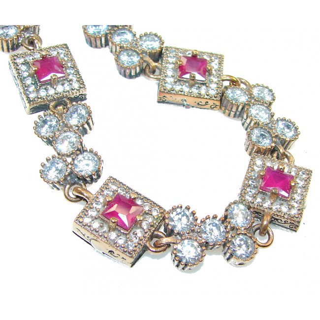 Rich Personality!! Pink Ruby Sterling Silver Bracelet