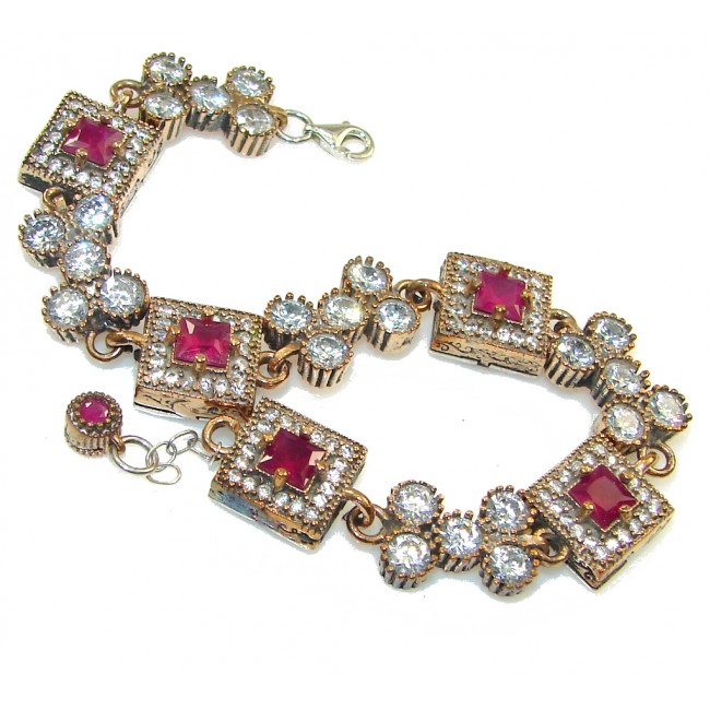 Rich Personality!! Pink Ruby Sterling Silver Bracelet