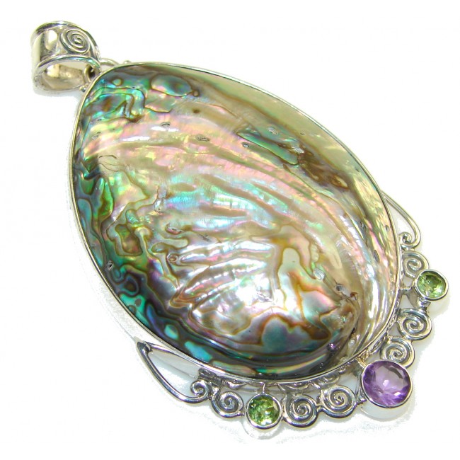 Awesome! Rainbow Abalone Sterling Silver Pendant