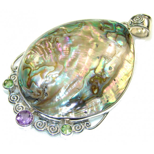 Awesome! Rainbow Abalone Sterling Silver Pendant