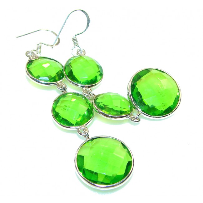 Green Island!! Green Quartz Sterling Silver earrings / Long