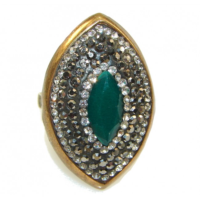 Before Time!! Green Emerald Sterling Silver ring s. 8