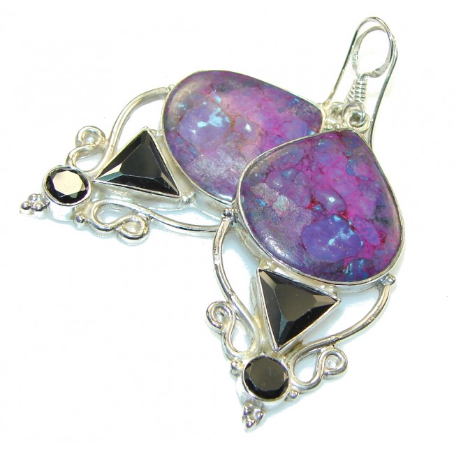Love Bloom !! Purple Turquoise Sterling Silver earrings