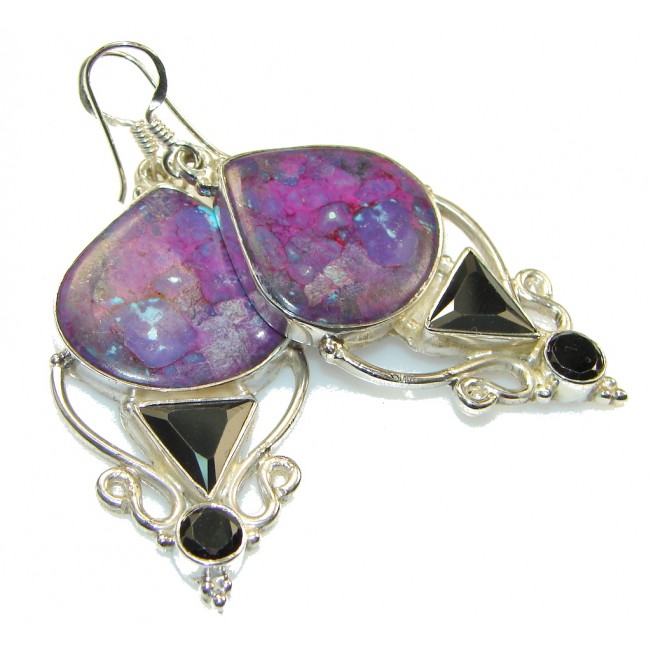 Love Bloom !! Purple Turquoise Sterling Silver earrings