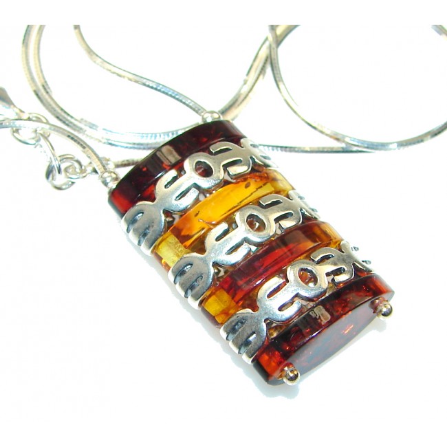 Amazing! Polish Amber Sterling Silver necklace