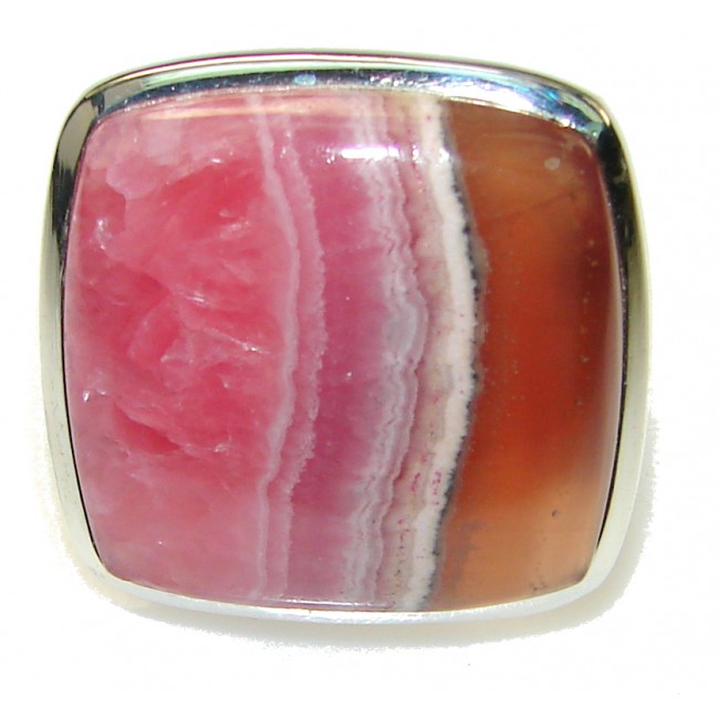 Perfect!! Pink Rhodochrosite Sterling Silver ring s. 8 1/2