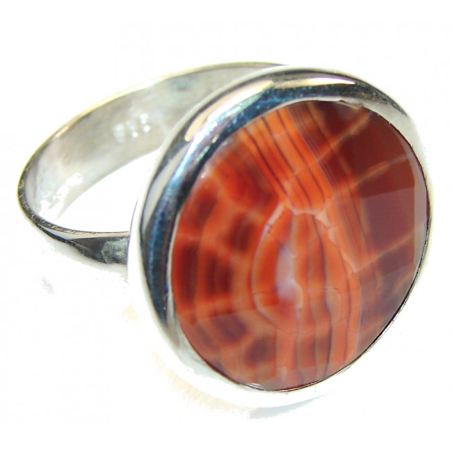 Simple! Mexican Fire Agate Sterling Silver Ring s. 11