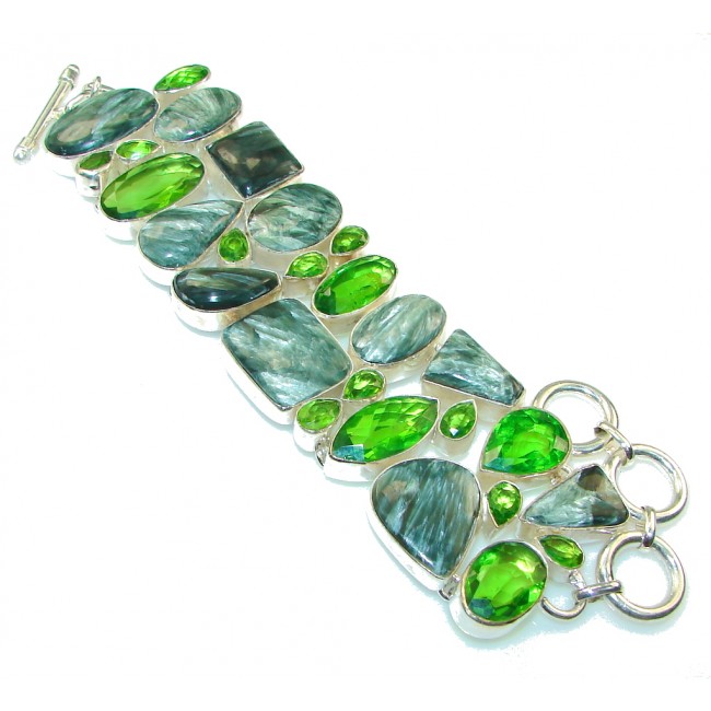 Awesome Design!! Russian Seraphinite Sterling Silver Bracelet