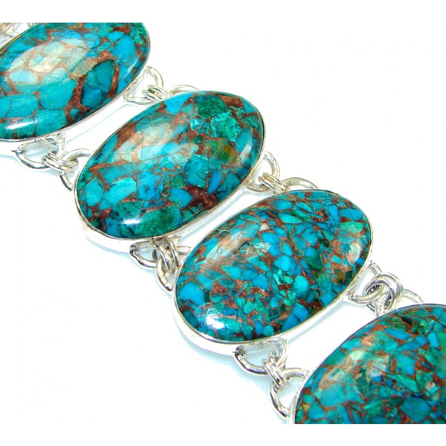 Fabulous Crushed Copper Azurite Sterling Silver Bracelet