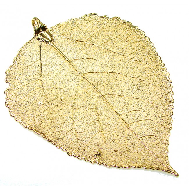 Large! Fashion! Gold Plated Leaf Sterling Silver Pendant