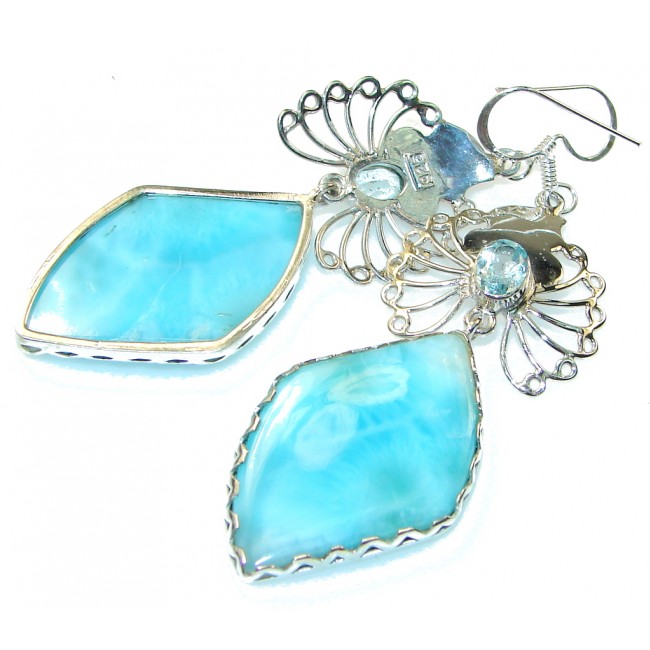 Beautiful Light Blue Larimar Sterling Silver earrings