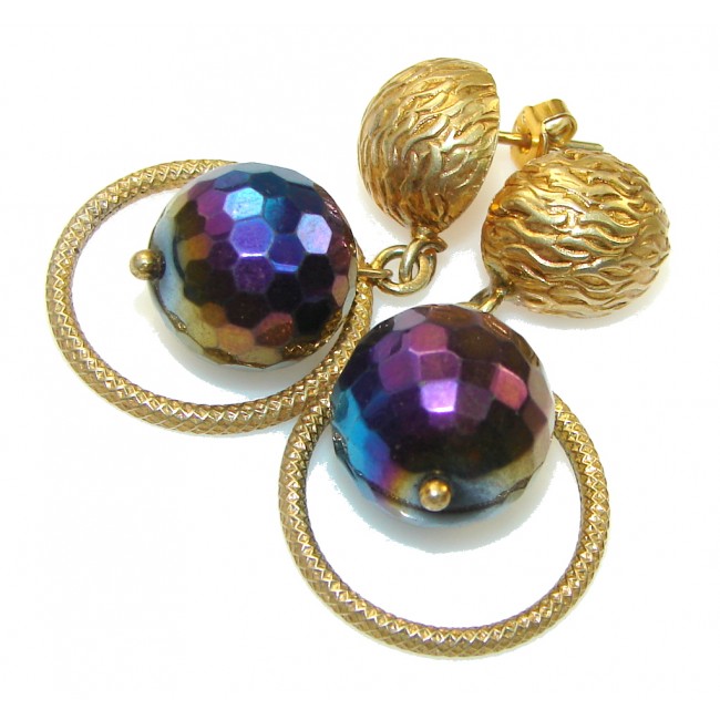 New!! Exotic Rainbow Blister Pearl Sterling Silver earrings