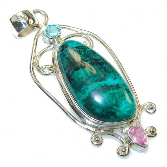 Perfect!! Green Chrysocolla Sterling Silver Pendant