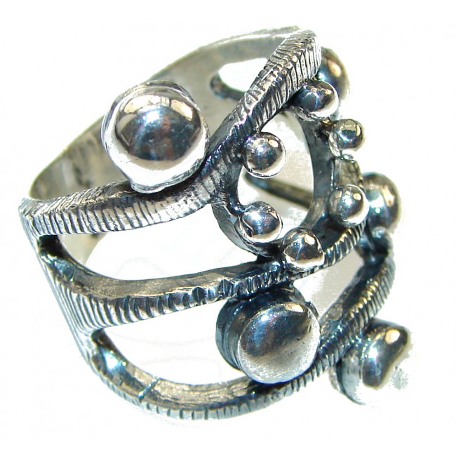 Unusal Style!! Silver Sterling Silver Ring s. 8 1/2
