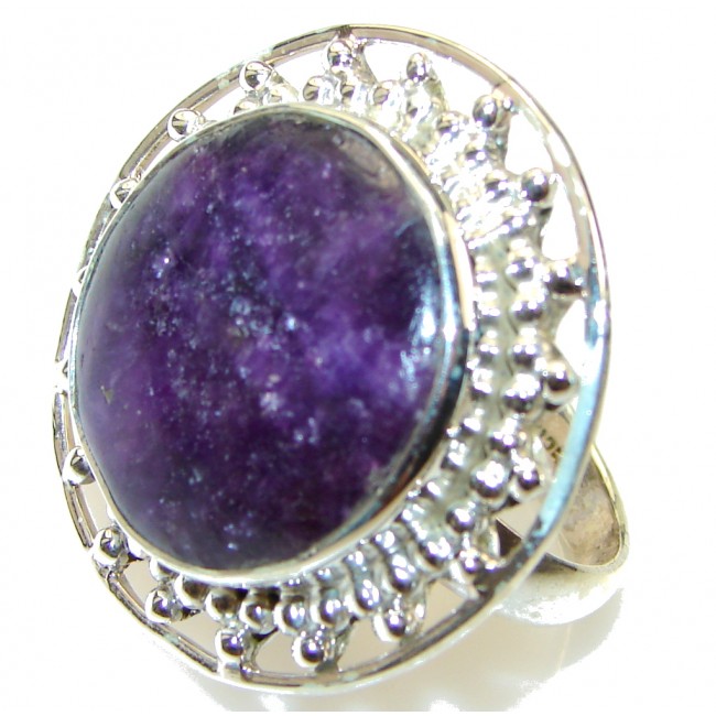 Dark Purple Siberain Charoite Sterling Silver ring s. 10