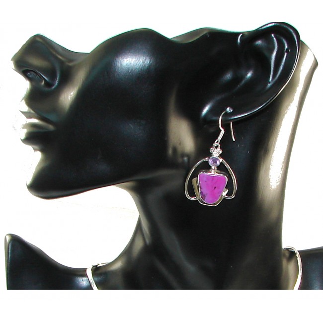 Simple!! Purple Turquoise Sterling Silver earrings