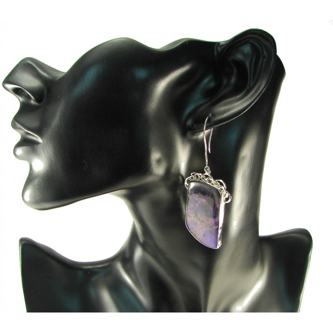 Beautiful!! Purple Charoite Sterling Silver earrings