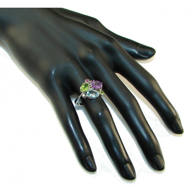 Precious Style!! Purple Amethyst Sterling Silver ring s. 8 1/4
