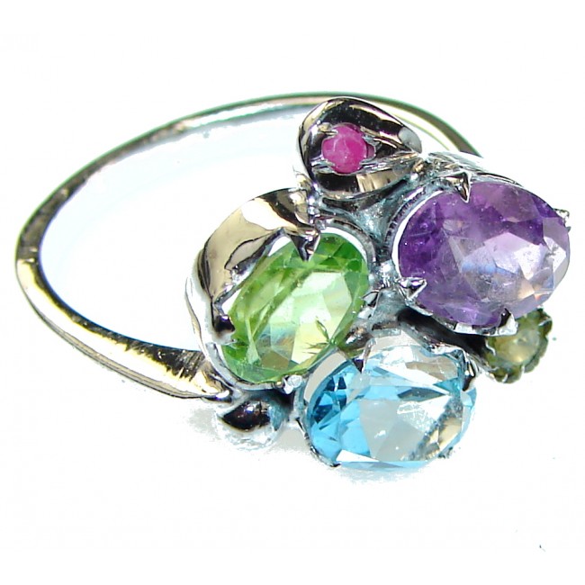 Precious Style!! Purple Amethyst Sterling Silver ring s. 8 1/4