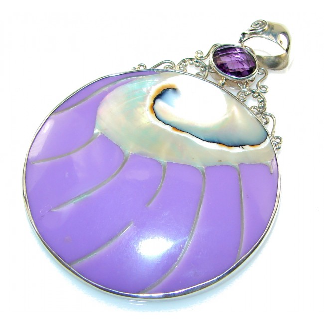 Amazing!! Purple Ocean Shell Sterling Silver Pendant