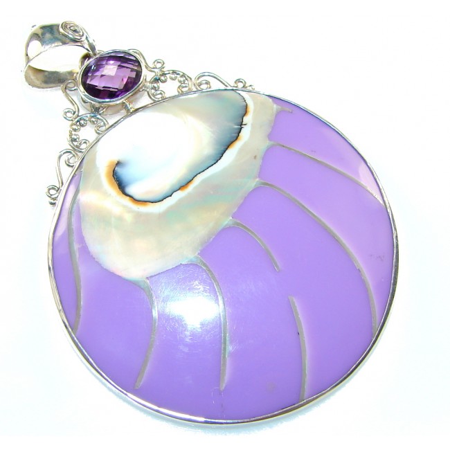 Amazing!! Purple Ocean Shell Sterling Silver Pendant