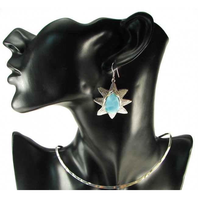 Summer Time!! Light Blue Larimar Sterling Silver earrings