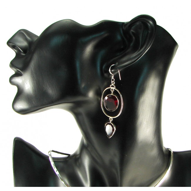 Love Power! Red Garnet Quartz Sterling Silver earrings