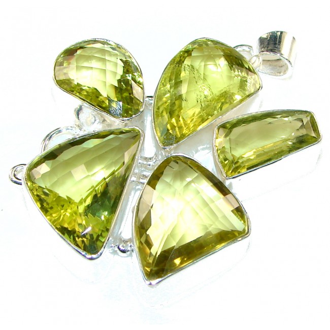 Big! Summer Time!! Yellow Citrine Sterling Silver Pendant