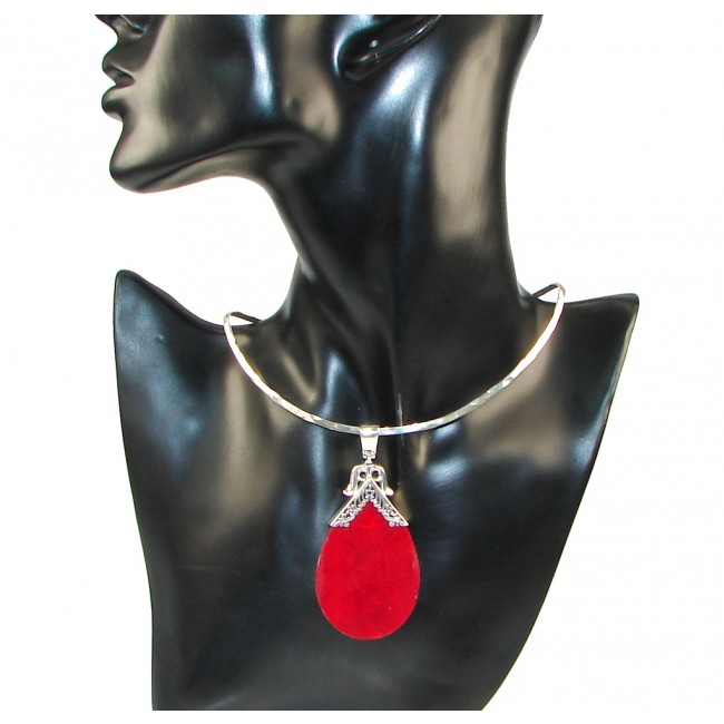 True Love!! Red Fossilized Coral Sterling Silver pendant