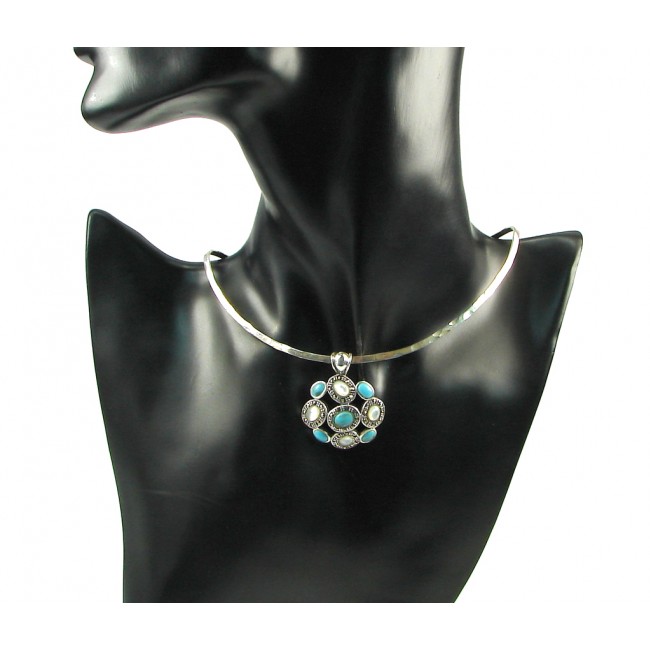 Amazing! Blur Turquoise Sterling Silver Pendant