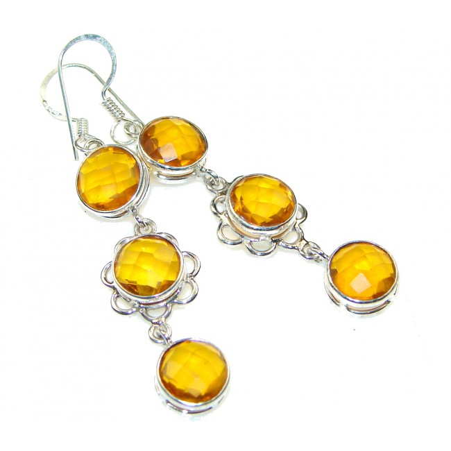 Sunny Day! Yellow Citrine Quartz Silver Sterling earrings