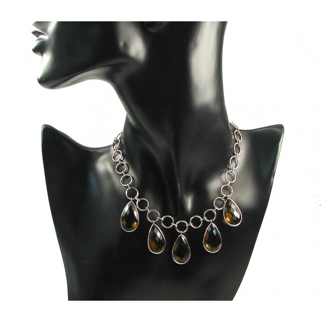 Delicate Design!! Brown Smoky Topaz Sterling Silver necklace