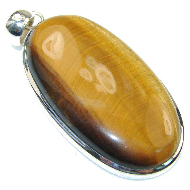 Perfect!! Brown Tigers Eye Sterling Silver Pendant