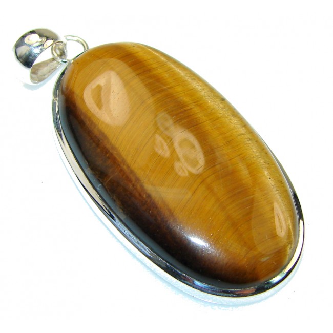 Perfect!! Brown Tigers Eye Sterling Silver Pendant