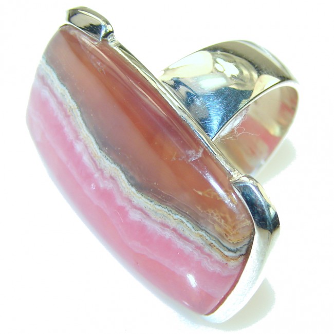 Lovely! Pink Rhodochrosite Sterling Silver ring s. 8