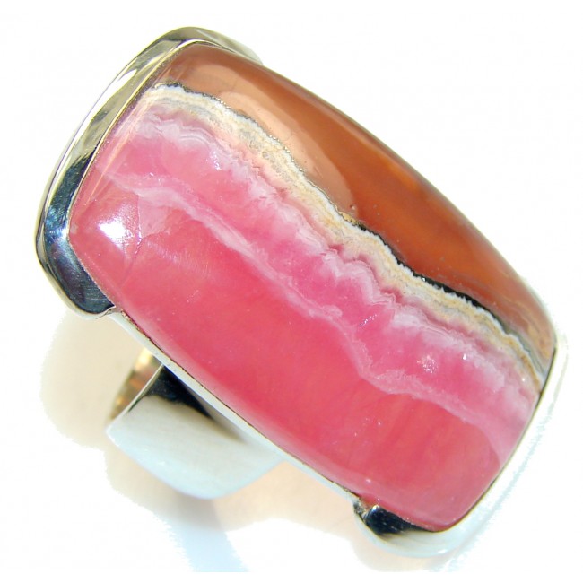 Lovely! Pink Rhodochrosite Sterling Silver ring s. 8