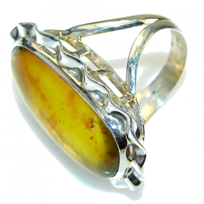 Big! Special Moment!! Polish Amber Sterling Silver Ring s. 11