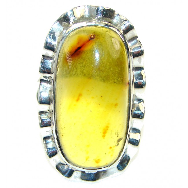 Big! Special Moment!! Polish Amber Sterling Silver Ring s. 11