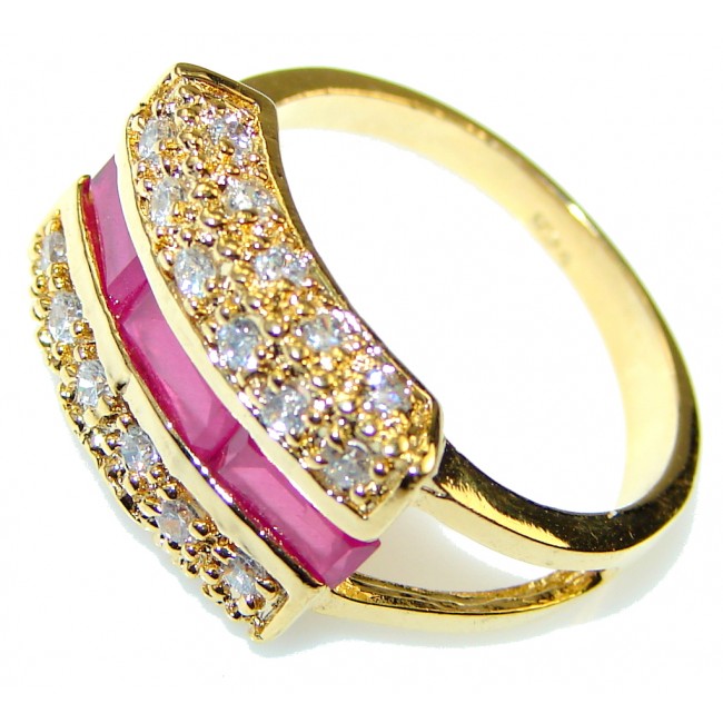 Celebrate Love!! Pink Ruby, Gold Plated Sterling Silver ring s. 8 1/2