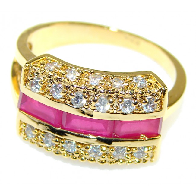 Celebrate Love!! Pink Ruby, Gold Plated Sterling Silver ring s. 8 1/2