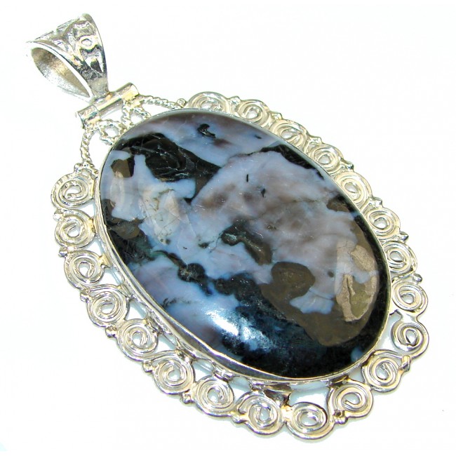 Great Design Black Obsidian Sterling Silver Pendant