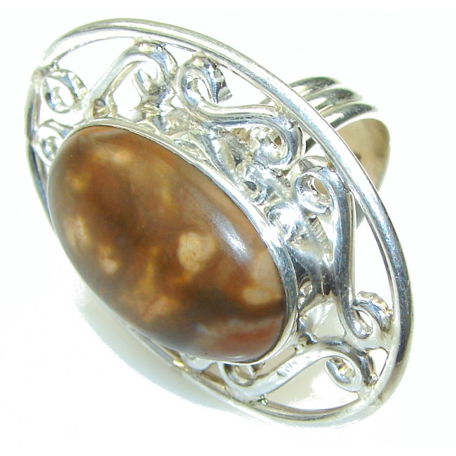 Large Perfect Montana Agate Sterling Silver Ring s. 7
