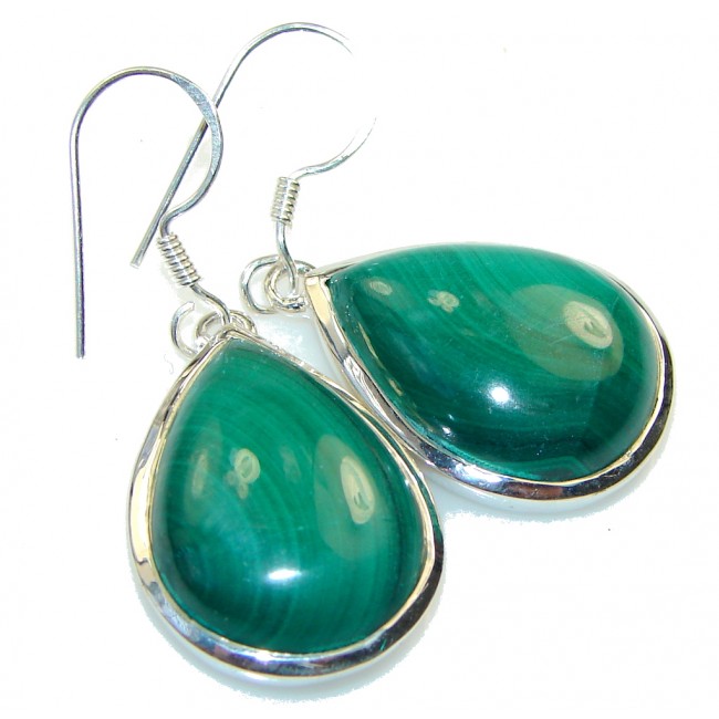 Genuine Green Malachite Sterling Silver earrings