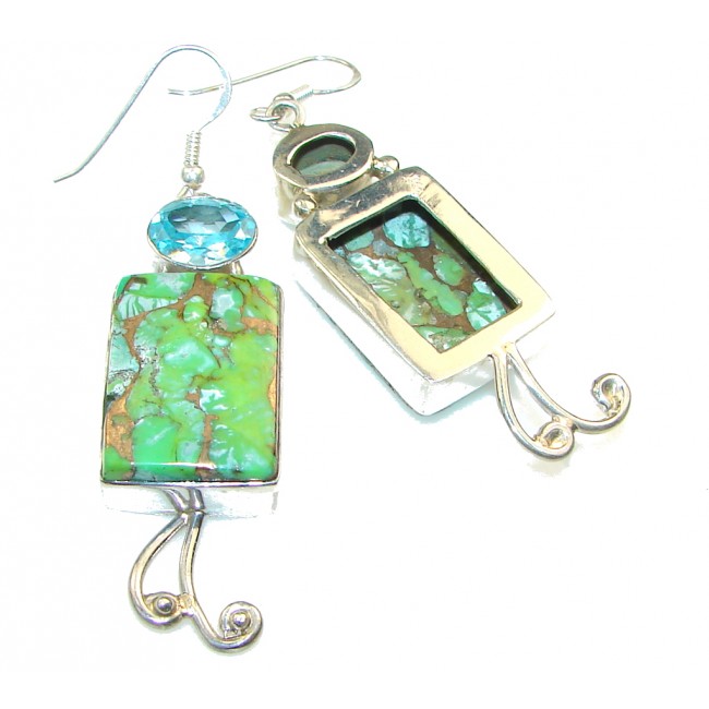 Tropical Green Copper Turquoise Sterling Silver earrings