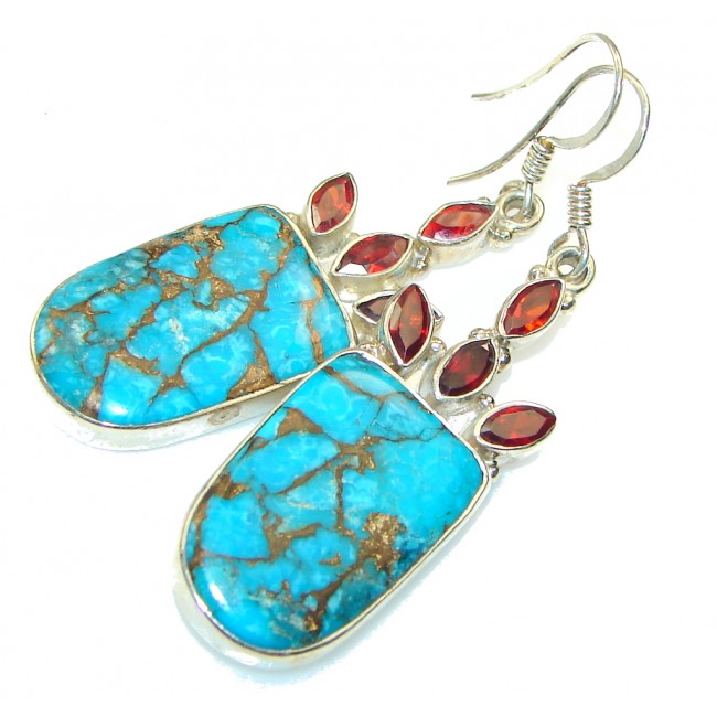 Summer Blue! Copper Turquoise Sterling Silver earrings
