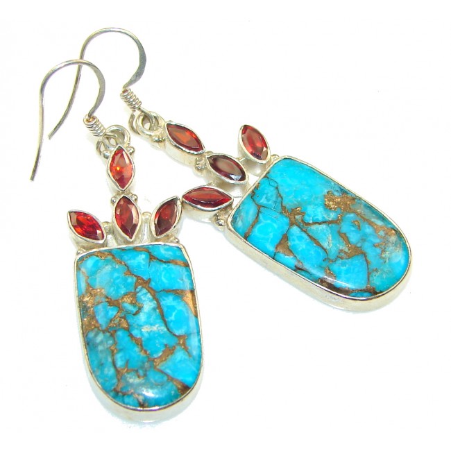 Summer Blue! Copper Turquoise Sterling Silver earrings