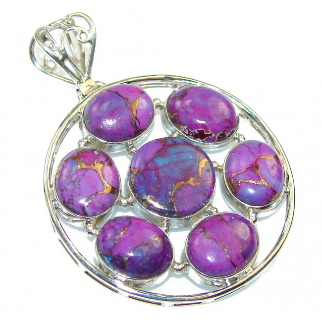 Simple! Purple Copper Turquoise Sterling Silver Pendant