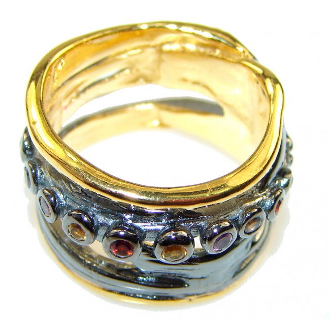 Italy Made! Delicate Purple Amethyst, Gold Plated, Rhodium Plated Sterling Silver ring s. 6