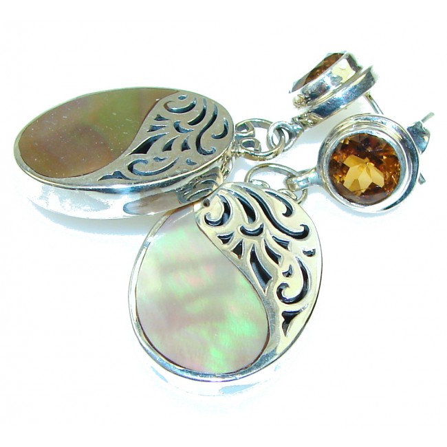 Amazing!! Rainbow Abalone Shell Sterling Silver earrings