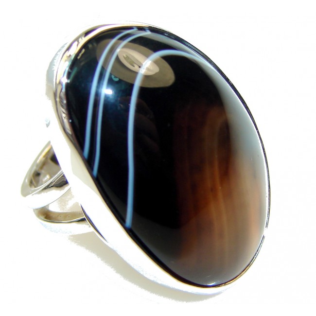 Mysteries! Botswana Agate Sterling Silver Ring s. 7 - Adjustable
